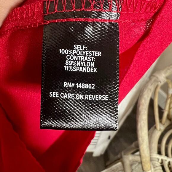 TORRID PLUS 4X 26 Georgette V Neck Lace Sleeve Blouse Top Jester Red NWT Flawed - Picture 11 of 15